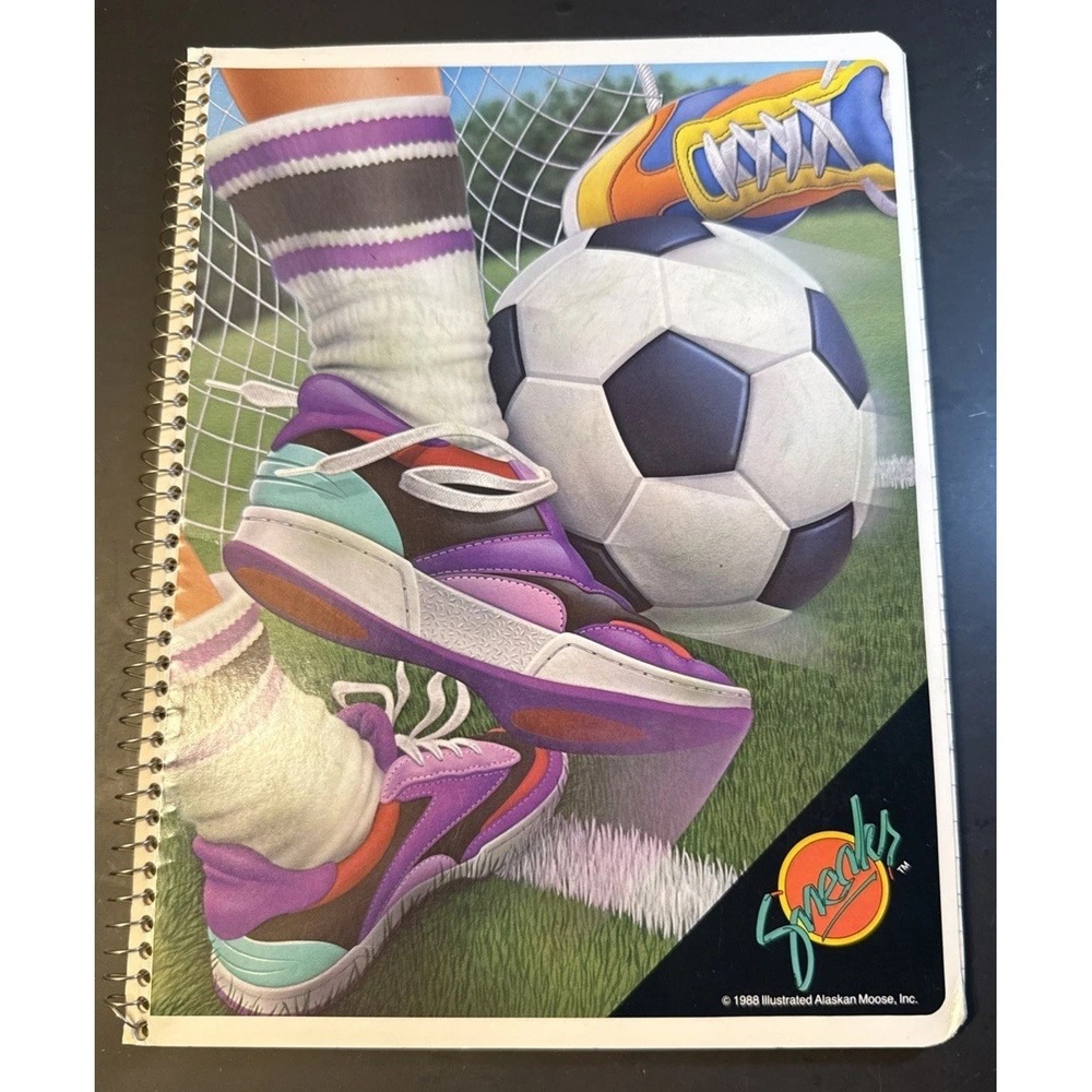 Vintage 1988 Mead SNEAKS Spiral Notebook Soccer Sports Retro 80s Sneakers